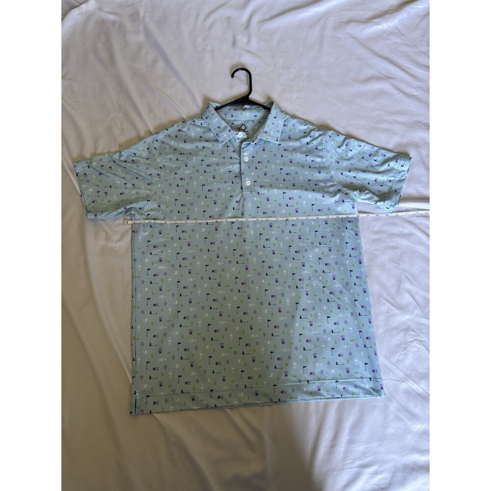 2 Deolax Polo Shirt Mens Large Cocktail Print Blue Golf Performance Stretch - Picture 13 of 16